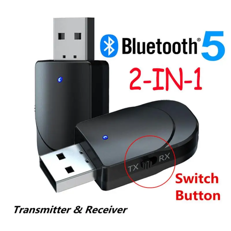 

KN330 Bluetooth 5.0 Stereo Audio 2in1 Transmitter Receiver Mini Lightweight USB Adapter For Computers Mobile Phones TV Speakers