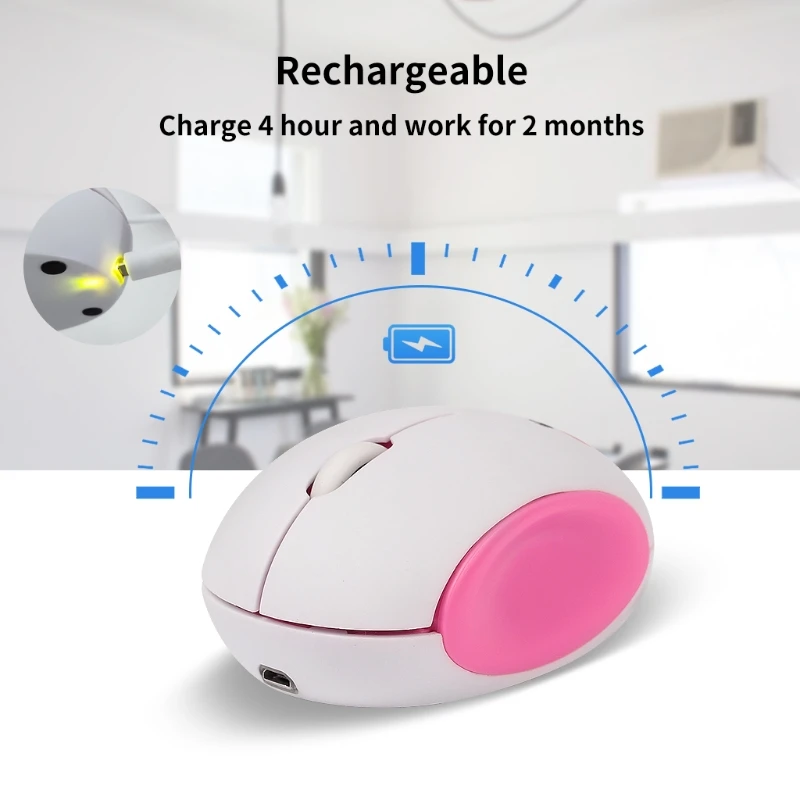 

Cute Cartoon Silent Rechargeable 2.4GHz Optical Mice 1600DPI USB Wireless Mouse