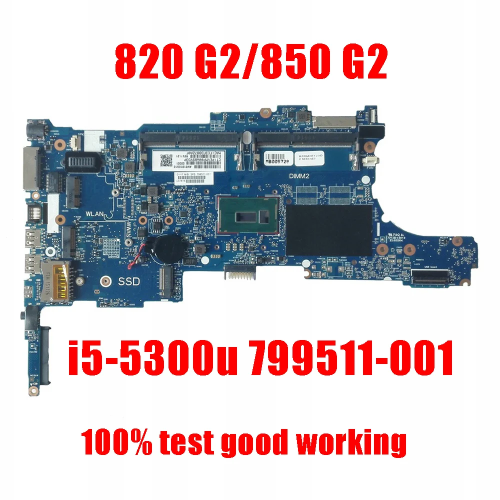 Для HP EliteBook 840 850 G2 Материнская плата ноутбука I5-5300U Процессор 799511-001 799511-501 799511-601