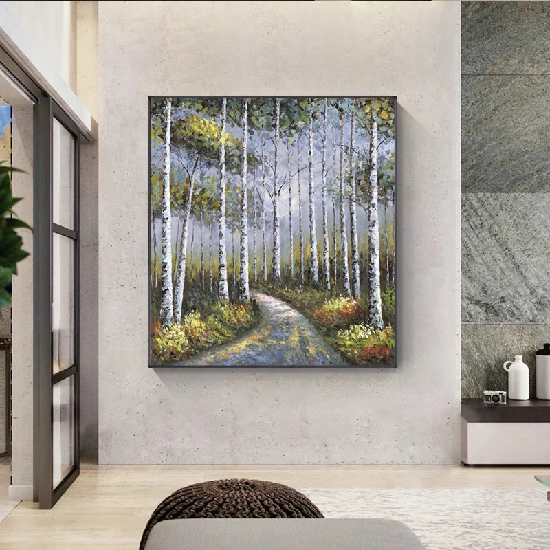 

Impressionism Trees Path Landscape Painting Home Decor Modern Canvas Posters Wall Decoration Vintage Pictures Living Room Porch