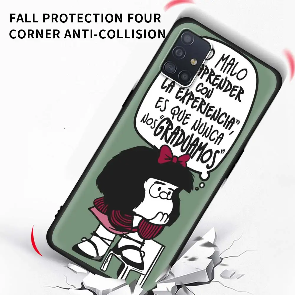 

Cartoon Mafalda Girl Phone Case for Samsung Galaxy A51 A71 A21S M31 M30s A31 A41 A11 A01 M51 Soft Silicone Coque Cover