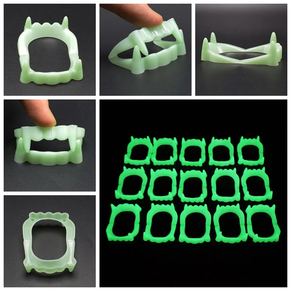 2 шт. Devil Tooth Fangs декоративные вампирские светящиеся зубные протезы для Хэллоуина