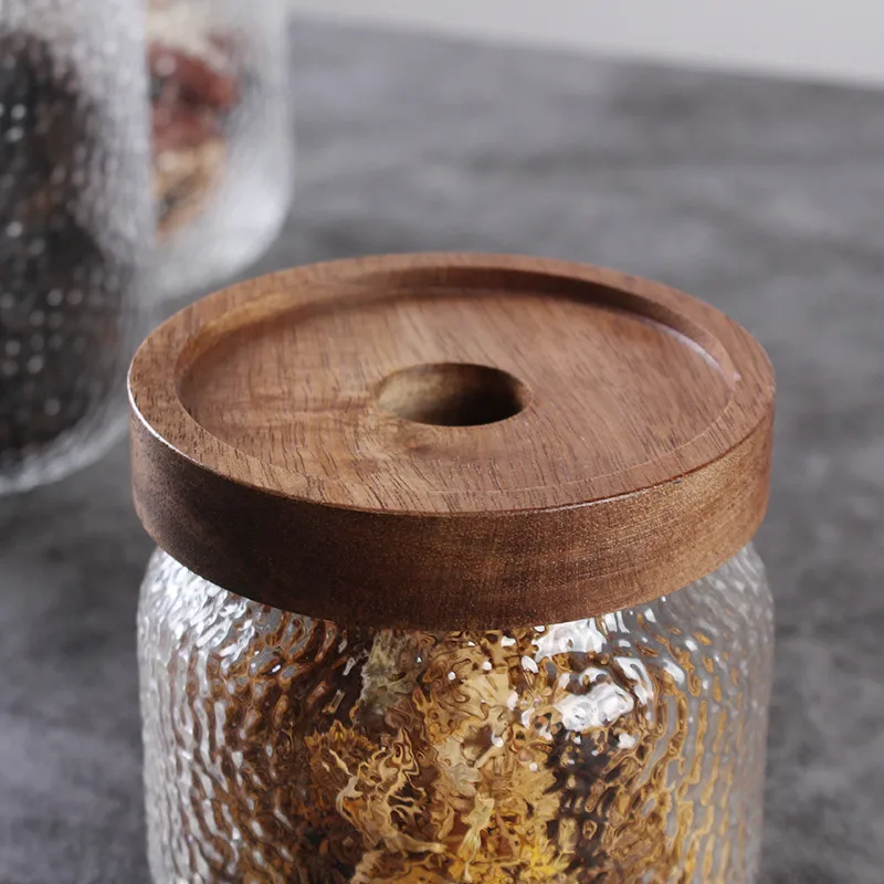 Hammer Grain Glass Jar - 500Ml -1Pcs