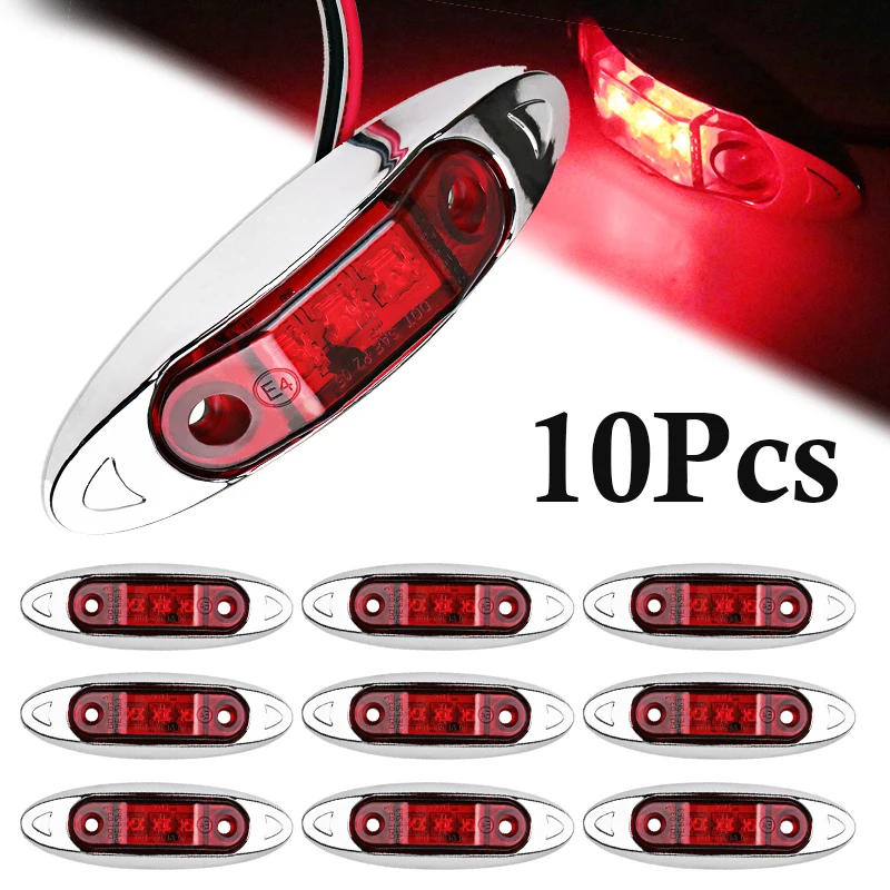 

10 шт. автомобиль красный Подсветка 12V 24V 3-светодиодный боковые габаритные рыбы Форма грузовик прицепа красный светодиодный светильник IP67
