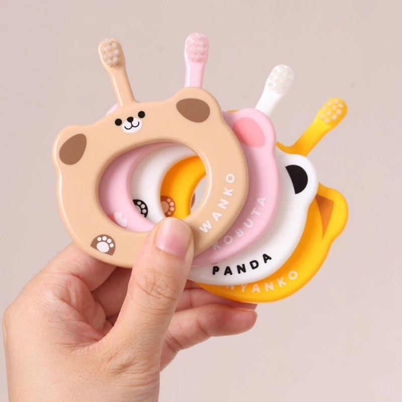 

Food Grade Silicone Teethers With toothbrush Cute Animal Baby Ring Teether Infant Silicone Chew Charms Kid Teething Toddler Toys