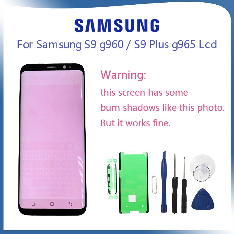 Сгорание в тени SAMSUNG Galaxy S9 LCD сенсорный экран дигитайзер + Plus G960F G965 с рамкой