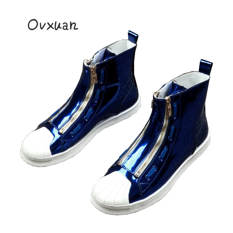 Кроссовки OVXUAN мужские повседневная обувь из лакированной кожи высокие