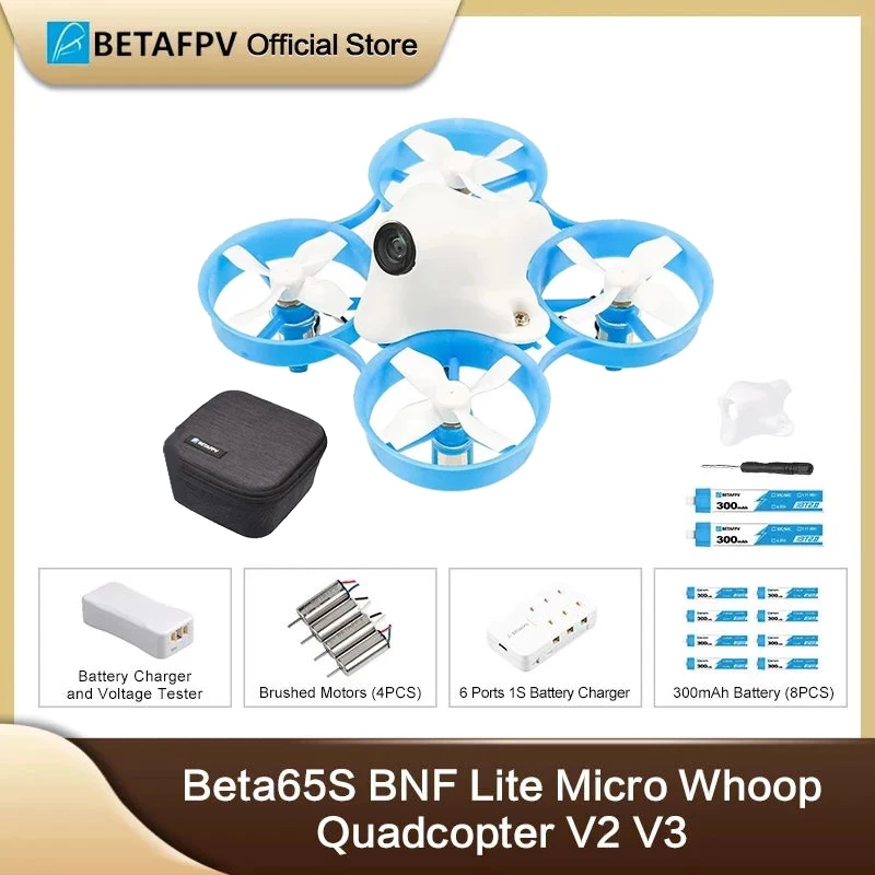 

BETAFPV Beta65S BNF Lite Micro Whoop Квадрокоптер матовый FC V2 V3 BT2.0 300 мАч 1S батарея 7x16 мм 19000KV двигатель зарядный аккумулятор