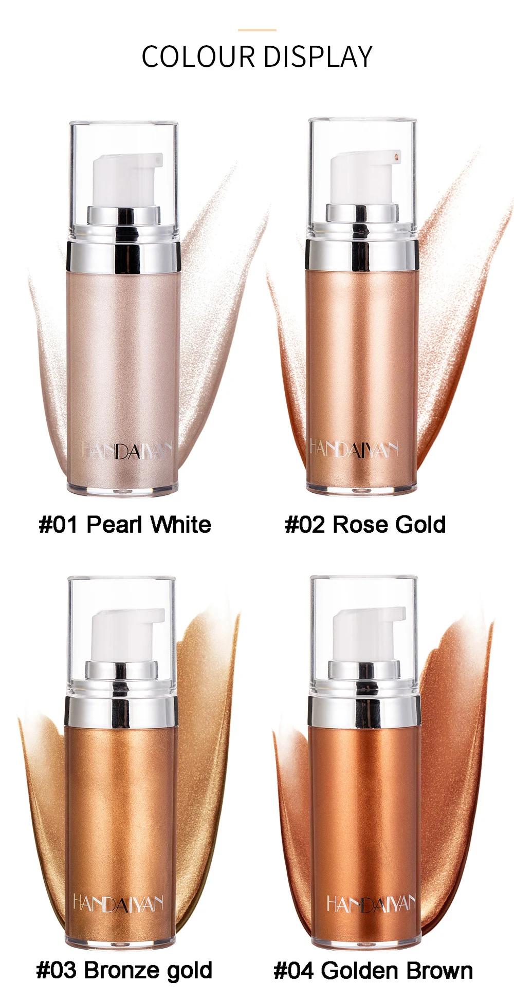 HANDAIYAN Shimmer Body Cream Highlight Liquid Body Brightening Liquid Highlights Body Brightening Liquid Milk for all Skin types