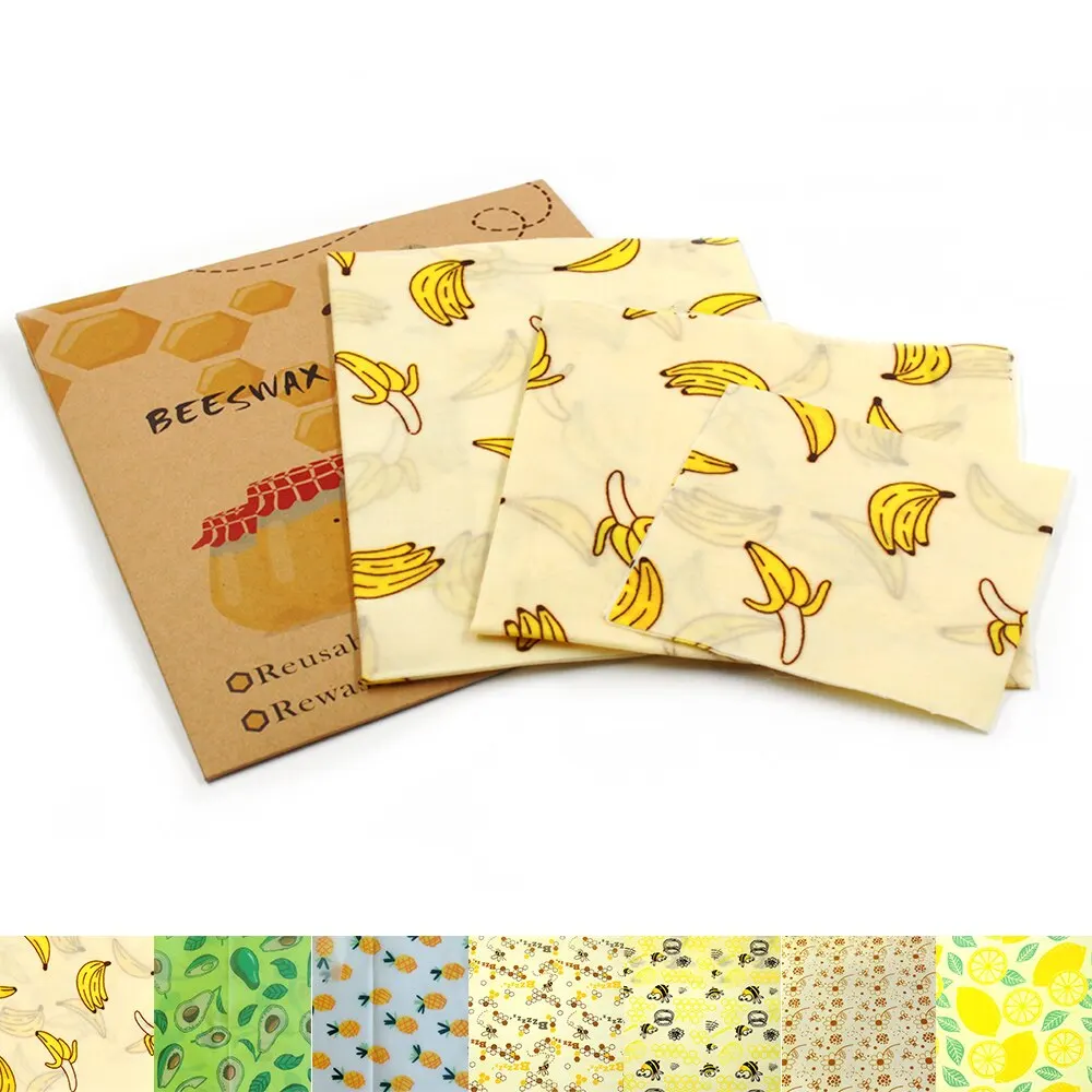 

3Pack Beeswax Wrap Eco Friendly Kitchen Wrap Replacement Organic Natural Bees Wax Reusable Mixed Pattern Beeswax Food Wraps