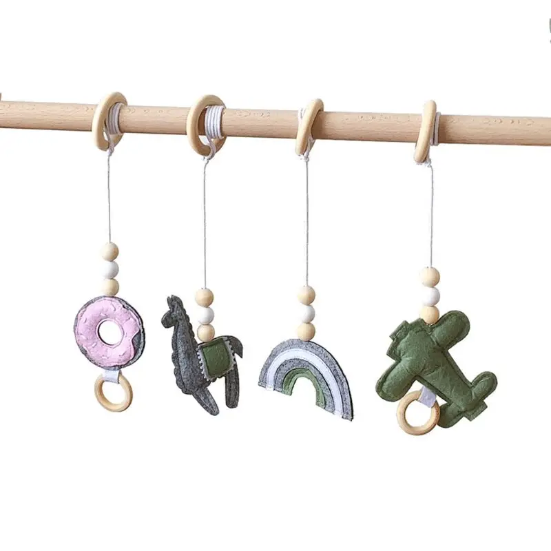 

Nordic Wooden Fitness Rack Hanging Pendants Set Toddler Infant Room Decorations Y1QF