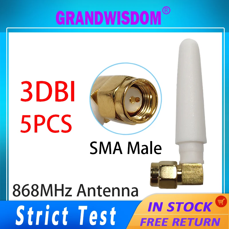 

GRANDWISDOM 5pcs 868mhz antenna 3dbi sma male 915mhz lora antene pbx iot module lorawan signal receiver antena