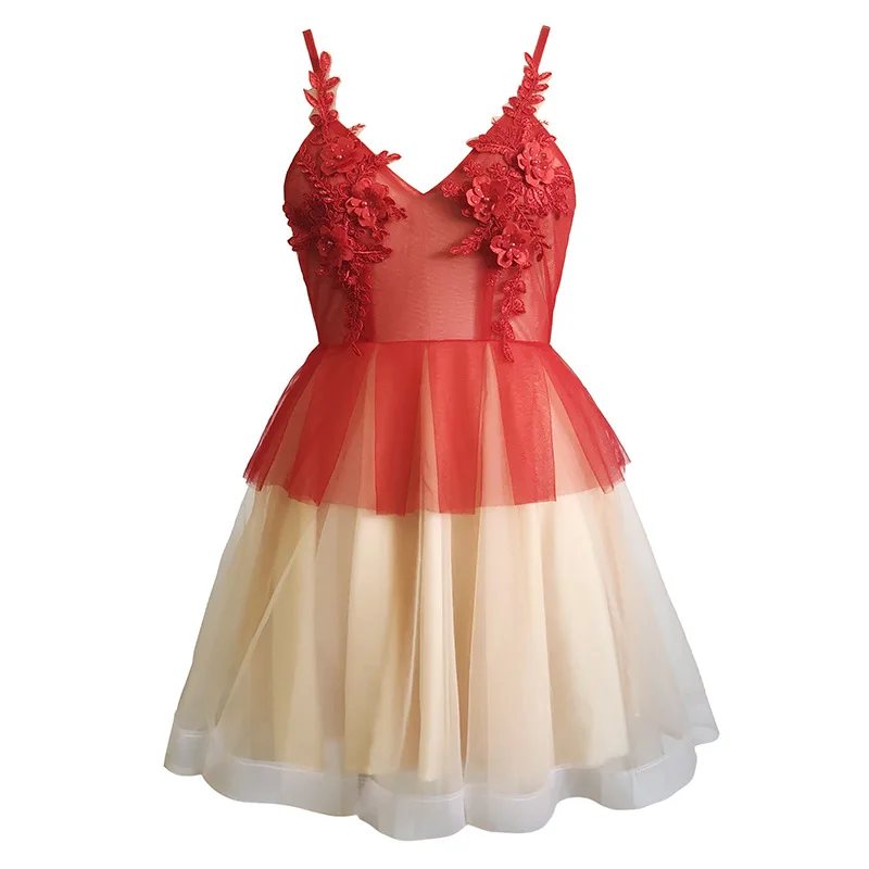 

BGW New Sexy V Neck Mesh Floral Cocktail Dresses For Weddings Dress Short Appliques Lace Formal Party Prom Gowns Robe De Soire