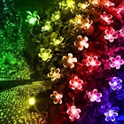 Гирлянда с цветами вишни на солнечной батарее, Светодиодная лента с хрустальными цветами, декоративный светильник для двора, свадебное украшение