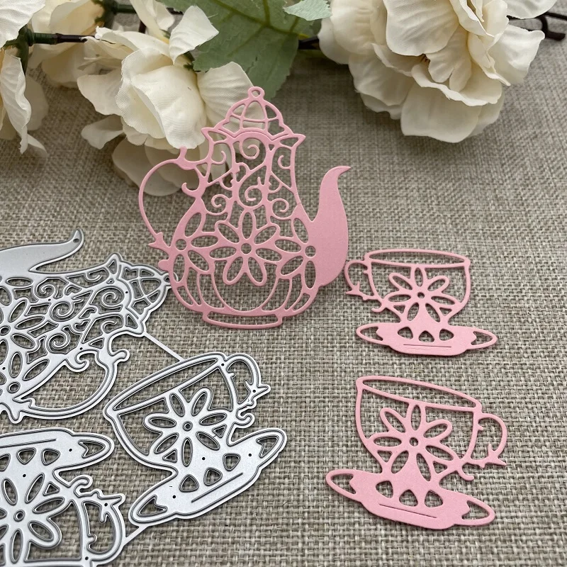 Lace teapot cup Metal Cutting Dies Stencils For DIY Scrapbooking Decorative Embossing Handcraft Die Cutting Template