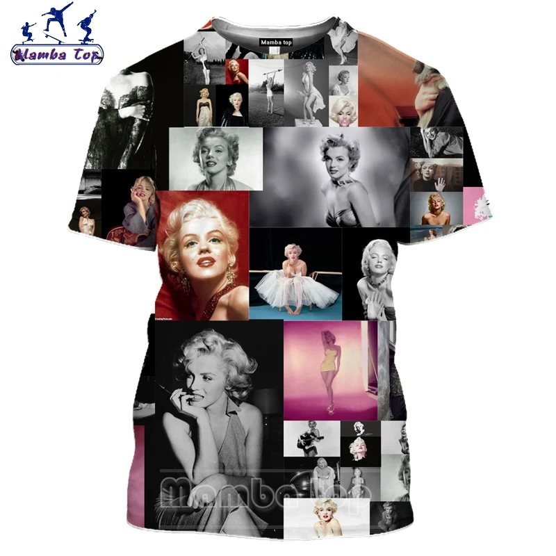 Топ Mamba Привлекательная модель Мэрилин Монро Мужская футболка с 3D принтом