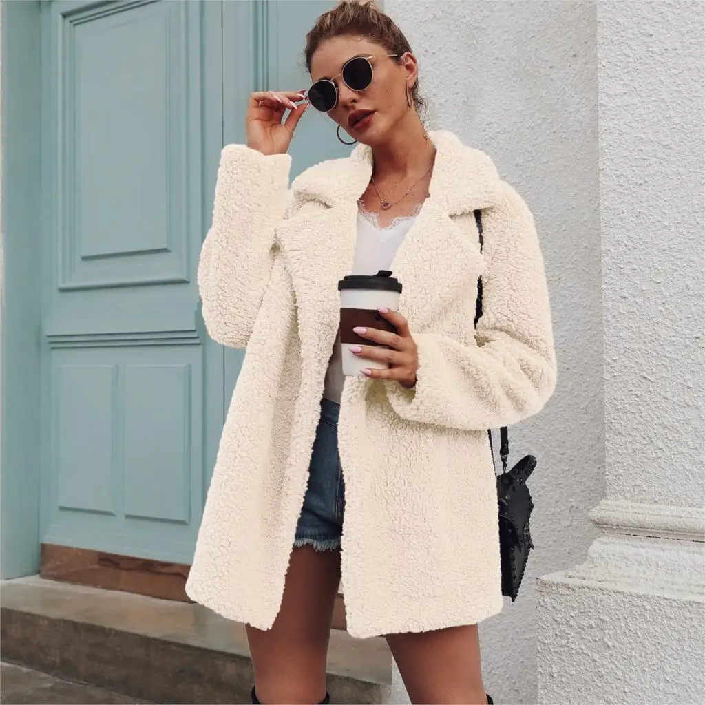 2020 Fleece Faux Fur Coat Sweatshirts Cardigan Autumn Winter Women Overcoat Plush Jackets Female Chaqueta Mujer Femme Veste | Женская