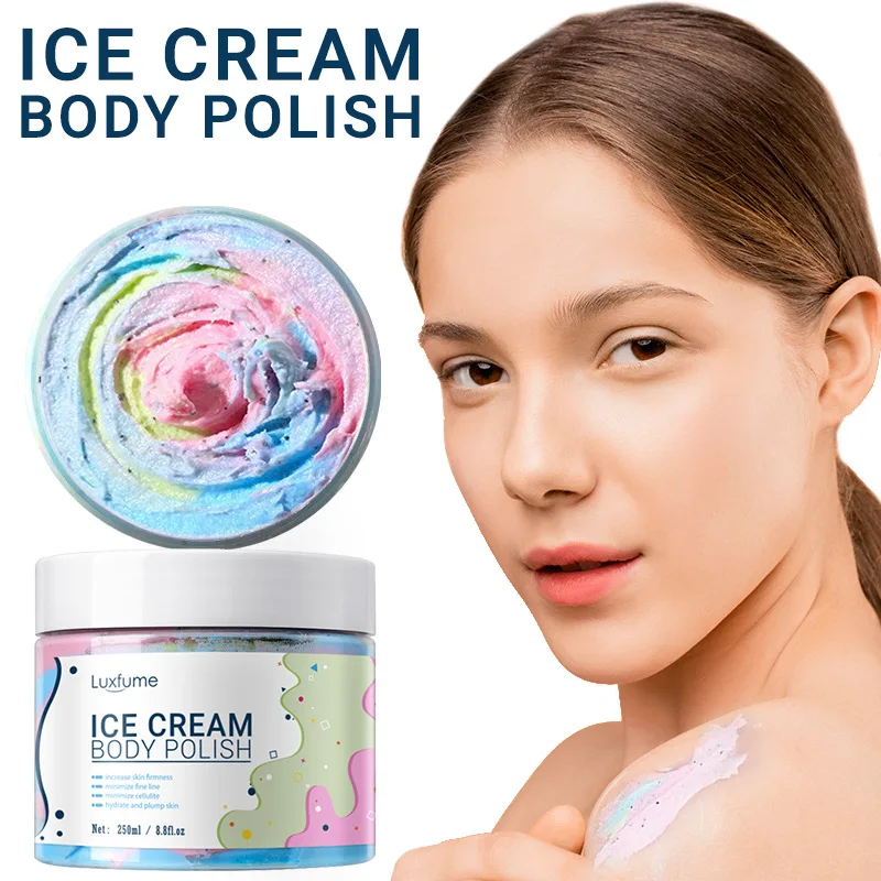 

250ml Rainbow Cream Scrub Ice Cream Body Polish Moisturizing Tender Cream Soap Bath Body Scrub body scrub exfoliating scrub