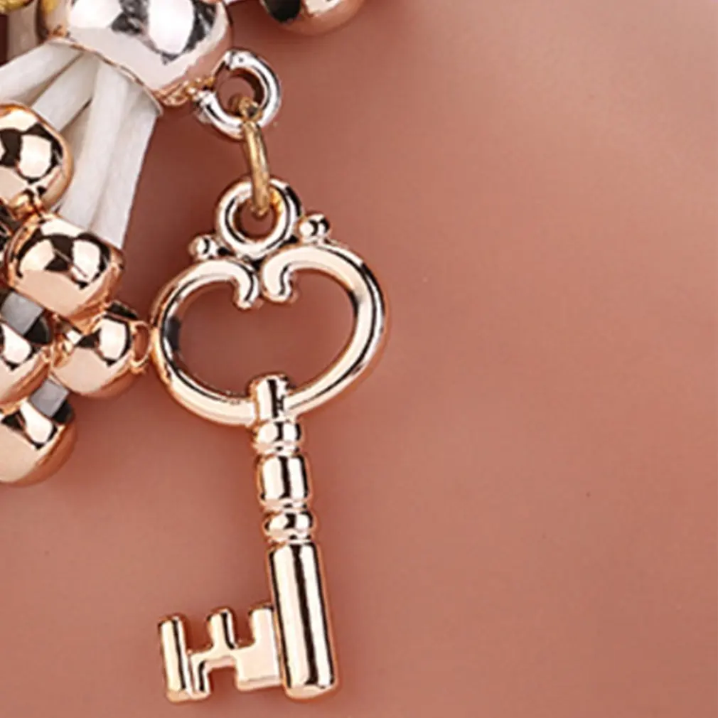 

Personalized Key Pendant Ladies Bracelet Watch Fashion Creative Woven String Rope Bead Quartz Female Watch
