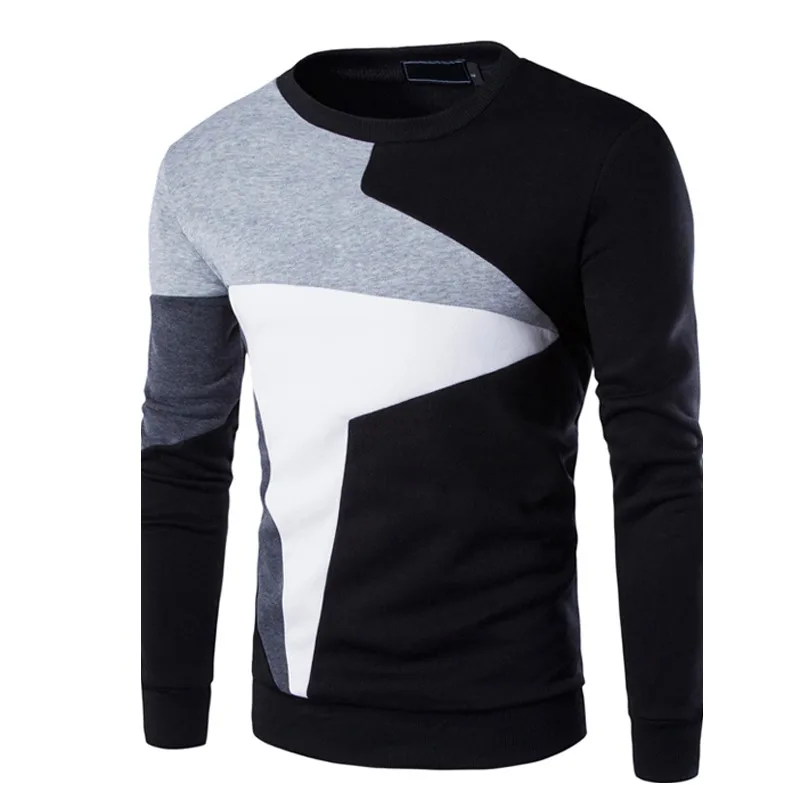 Черный Осень, облегающие мужские толстовки с длинным рукавом, Sudaderas Para Hombre, повседневная мужская толстовка в стиле пэчворк, спортивные топы Moletom - Цвет: Черный