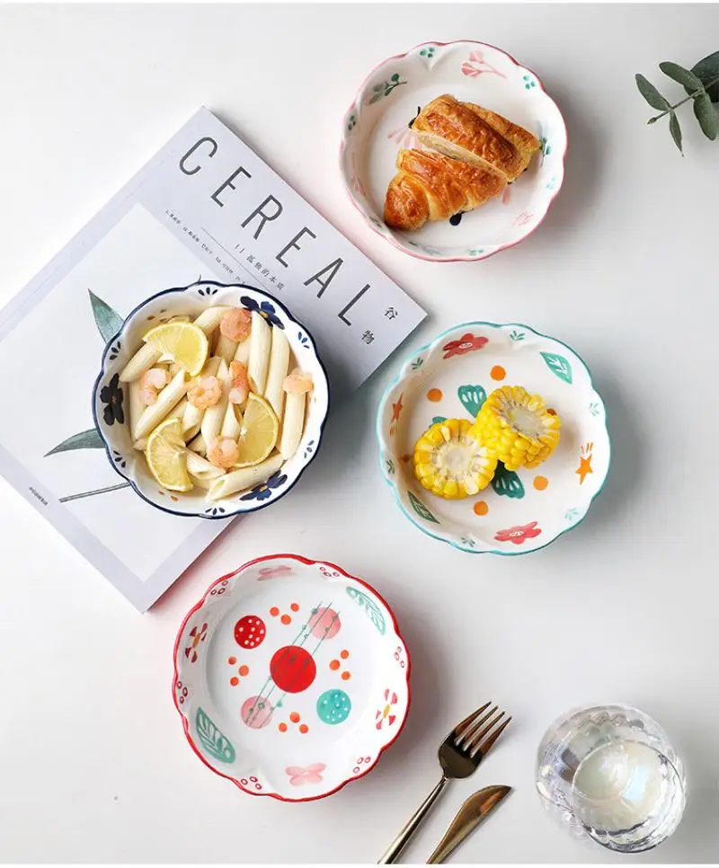 320ml Japanese-Style Underglaze Hand-Painted 6-Inch Fruit Salad Breakfast Noodle Bowls Creative Personality Household Ins | Дом и сад