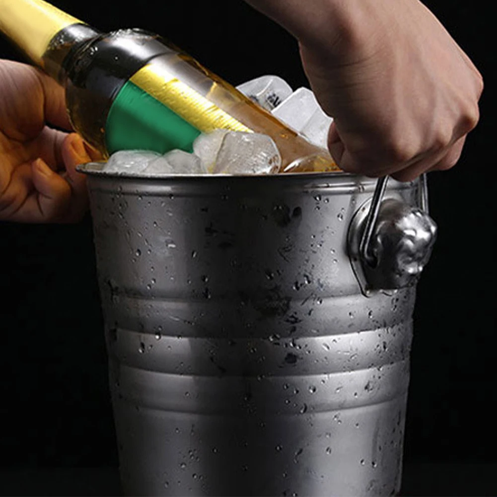 

Stainless Steel Storage Container With Tongs Thickened Home Party KTV For Wine Beer Portable Chiller Ice Bucket Champagne Cooler