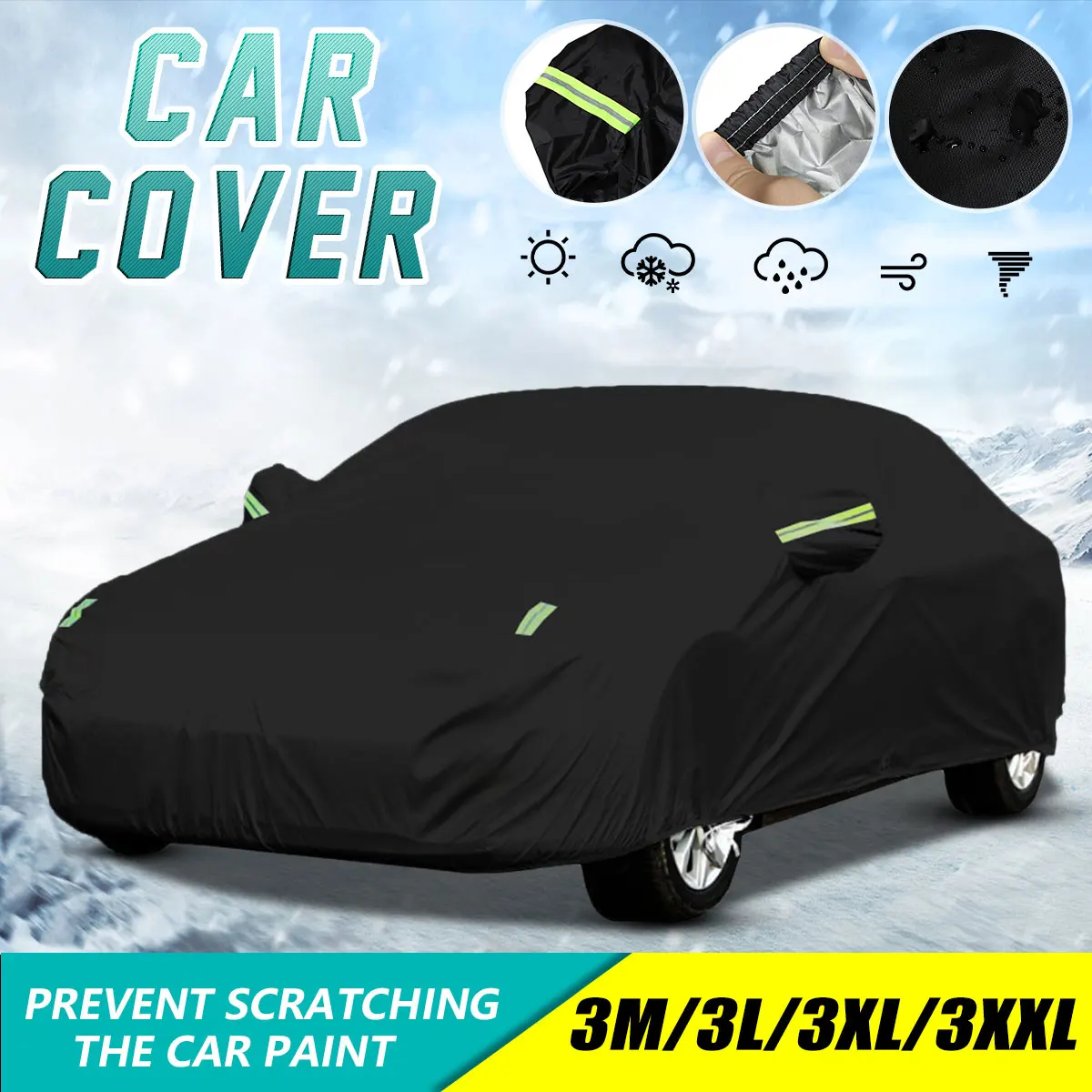 

Universal Sedan Full Car Cover Winter Snow Cover 190T Waterproof Sun Shade Scratch Dustproof Cover Indoor Outdoor Vehicle Cover