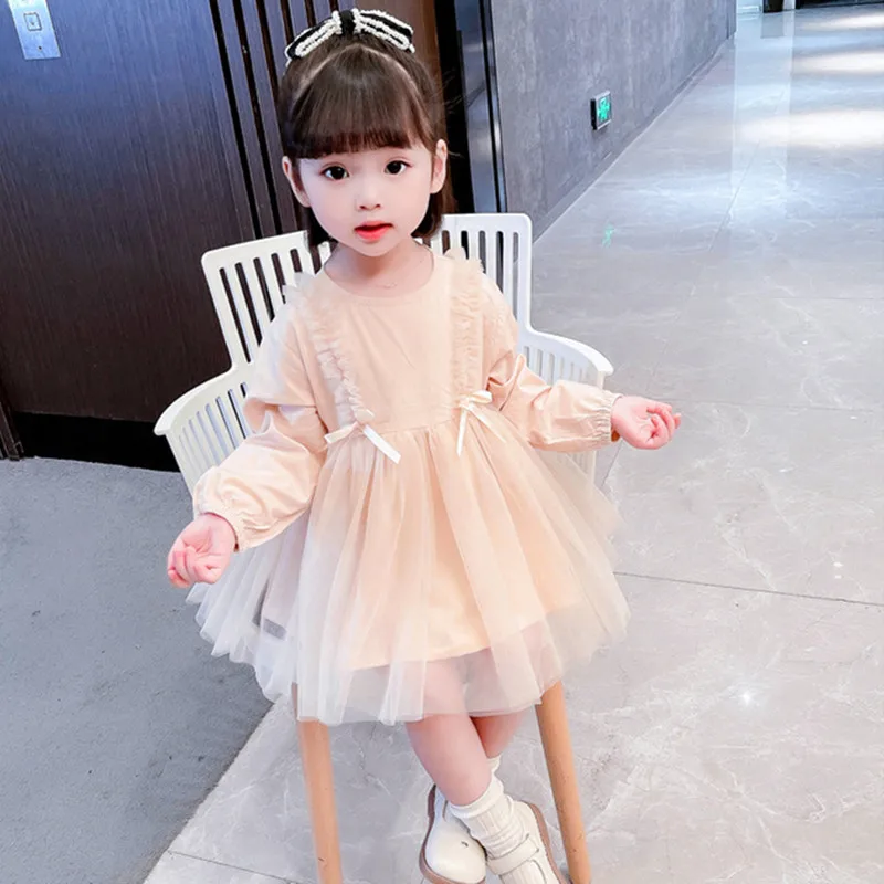 

Kids Costume Princess Dress 2021 Autumn Toddler Girls Long Sleeve Mesh Birthday Party Tutu Dress For 2-7 Years Children Clothes
