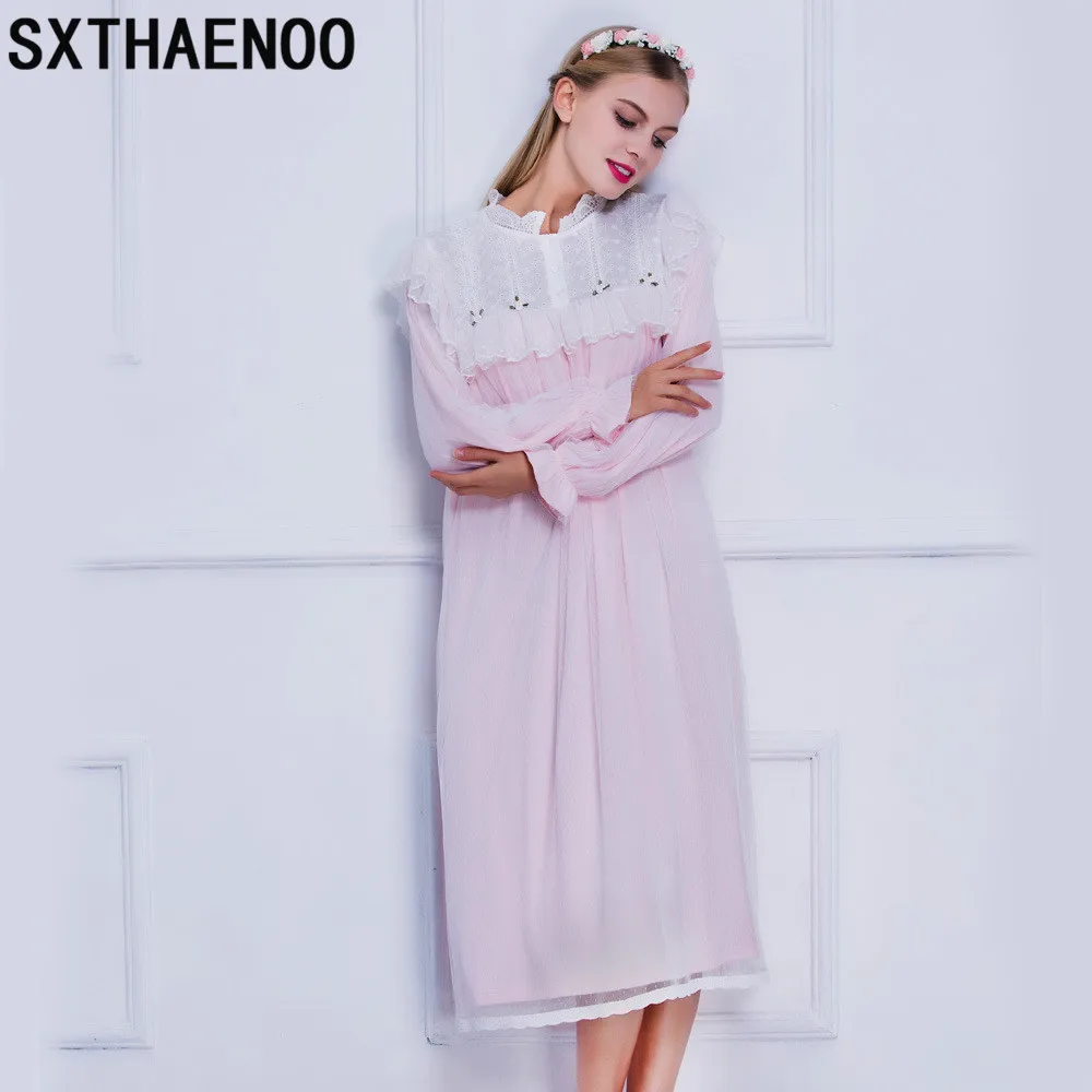 

Ночная рубашка женская, кружевная, однотонная