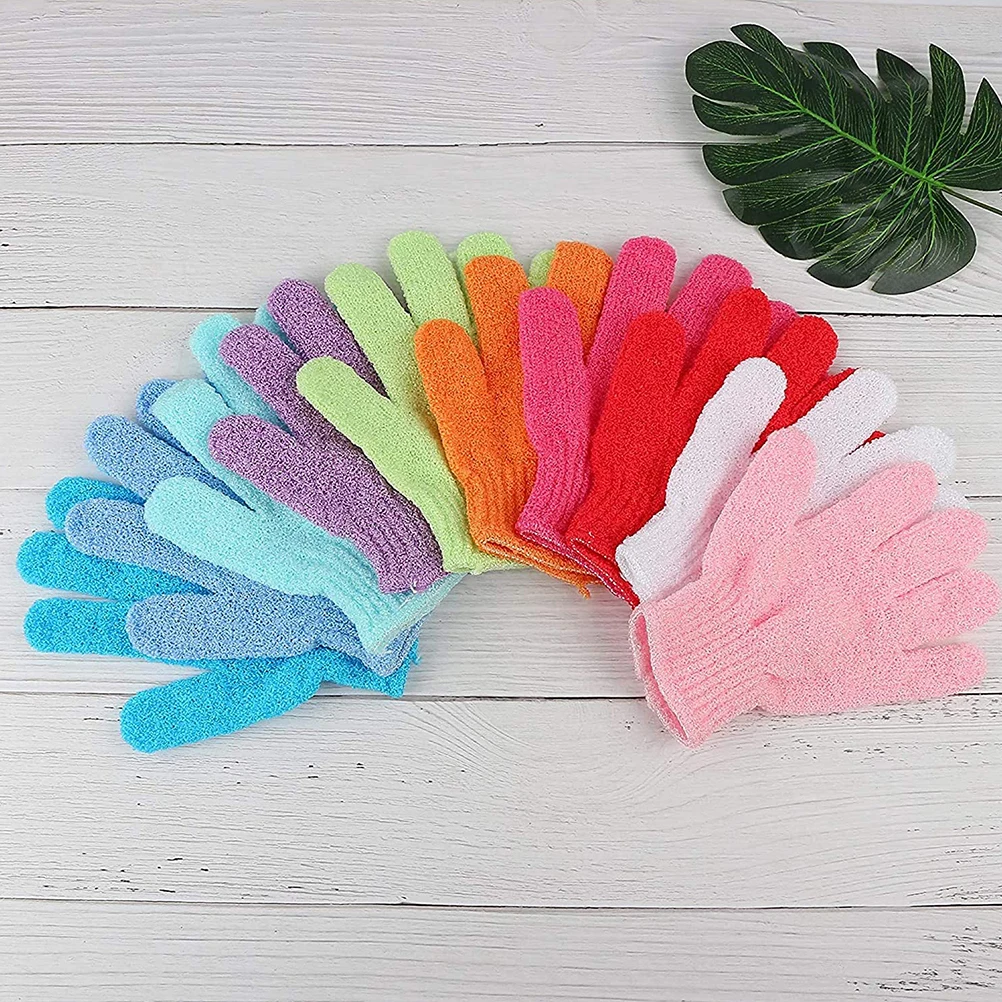 

10 Pairs Five-Finger Bath Gloves Shower Gloves Soft Polyester Shower Gloves Bathing Shower Scrubber