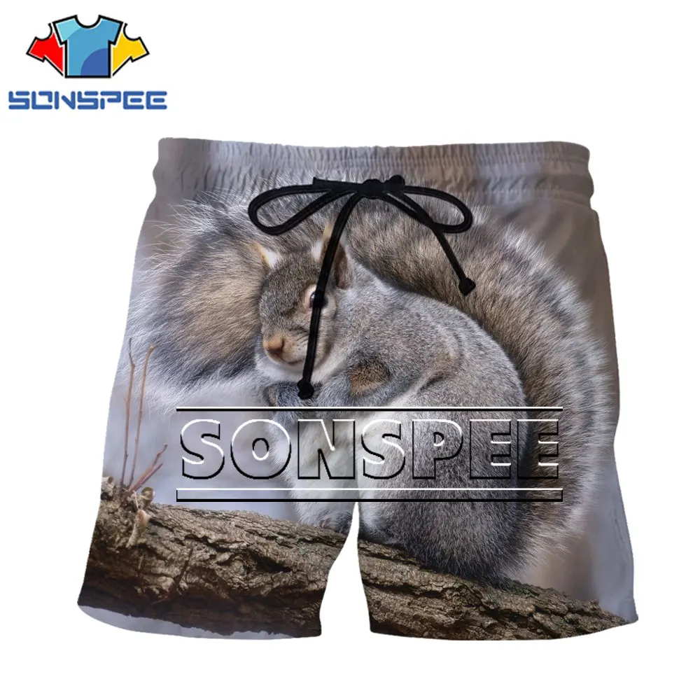 

SONSPEE Squirrel Shorts 3D Men Woman Forest Animals Lovely Funny Fashion Oversized S-6XL Harajuku Polyester Lacing Sports Shorts