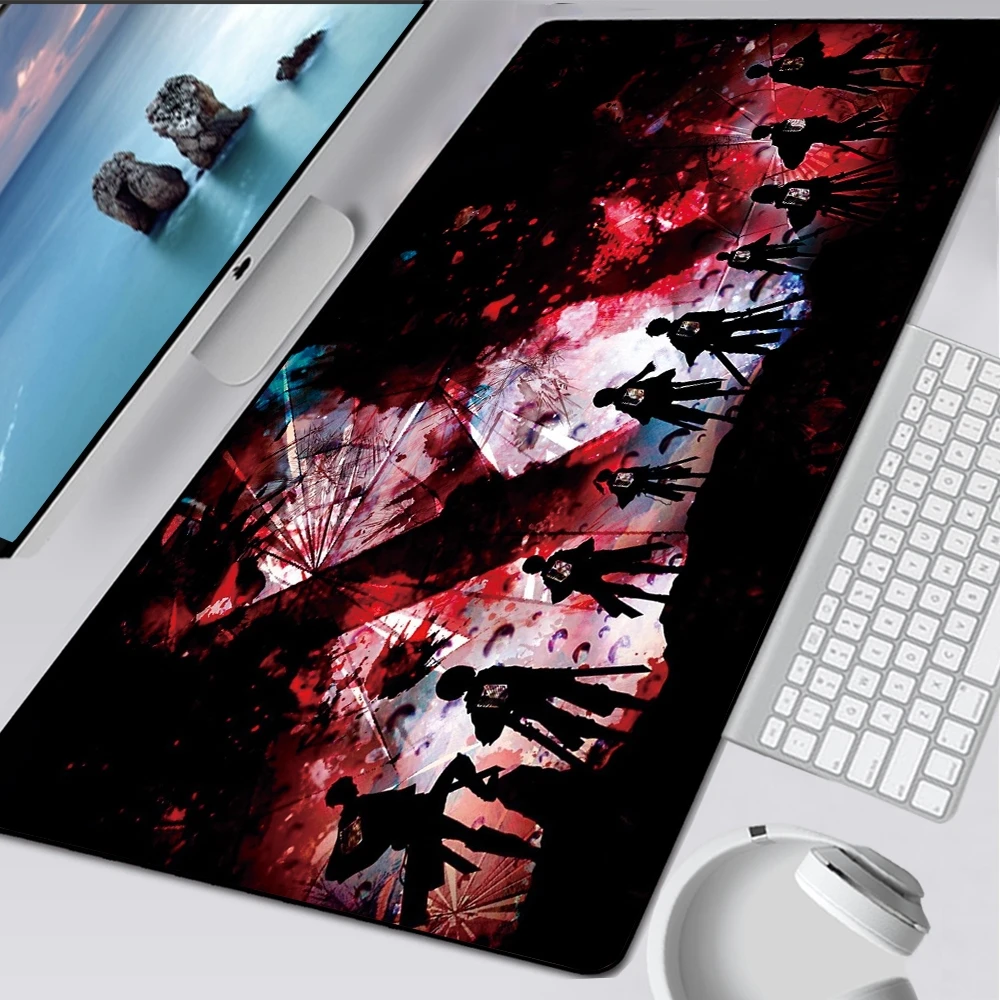 

90x40cm Attack on Titan Anime Large Lock Edge Mouse Pad Computer Mousepad XXL Gaming Padmouse Gamer Laptop Keyboard Mouse Mats
