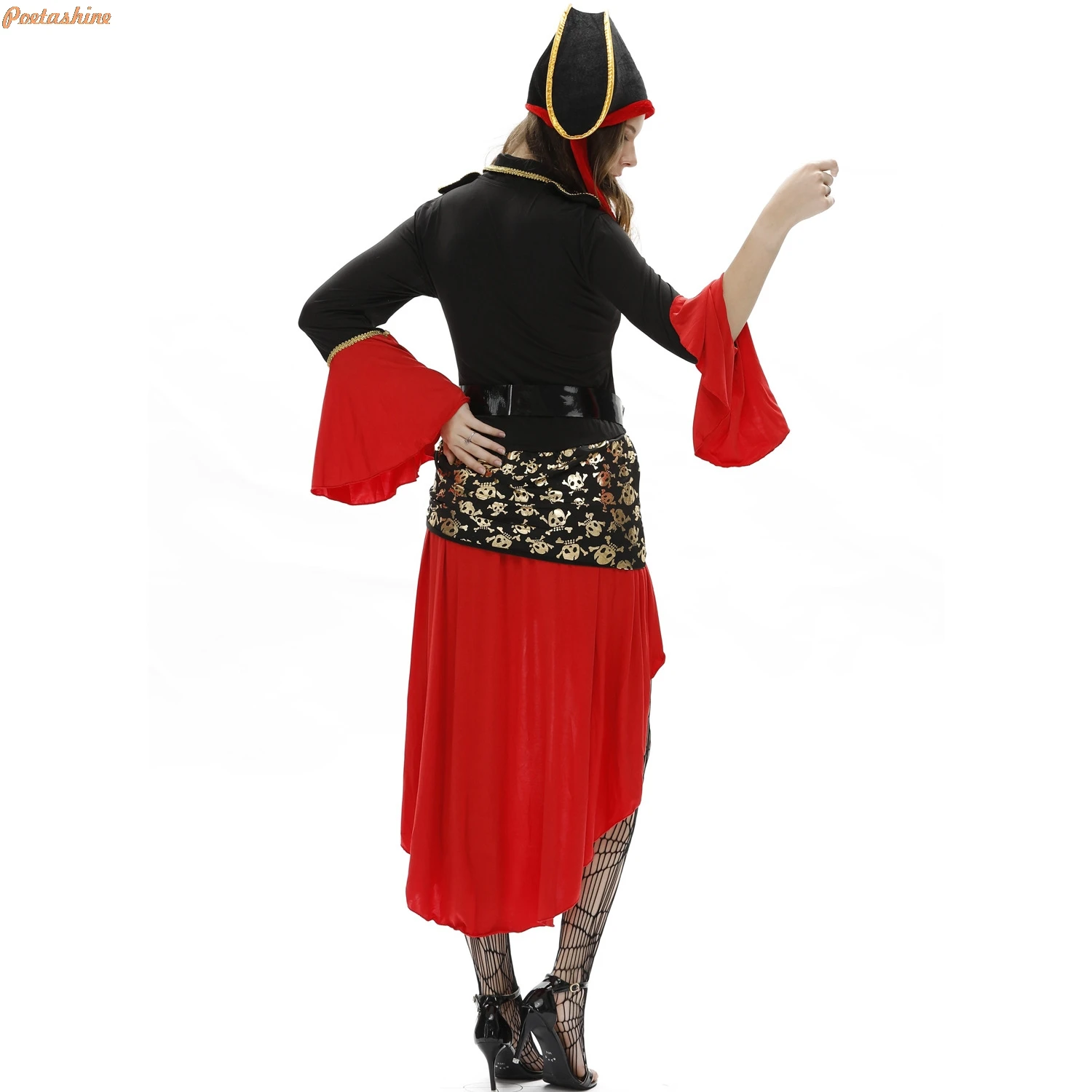 

Ataullah Female Caribbean Pirates Captain Costume Halloween Role Playing Cosplay Suit Medoeval Gothic Fancy Woman Dress DW004
