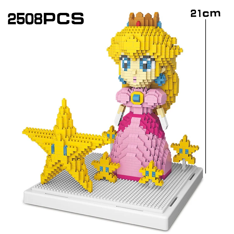 الخوخ الأميرة 2508 قطعة سوبر مايكرو بروس ستار الوردي فتاة صغيرة DIY بها بنفسك اللبنات الطوب لعب للأطفال هدايا