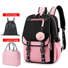 Школьный рюкзак для девочек и мальчиков-подростков, вместительный Водонепроницаемый школьный ранец с USB-зарядкой, повседневный дорожный женский портфель