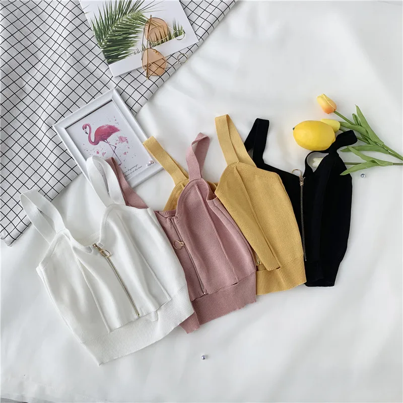 Корейский Стиль Женский вязаный с низким вырезом на спине летние комплекты