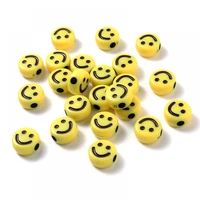 50pcslot yellow smile acrylic loose beads round flat alphabet letter spacer beads for jewelry making diy bracelet necklace