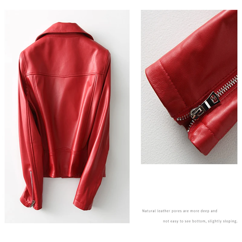 Женская короткая куртка из натуральной овечьей кожи черная приталенная