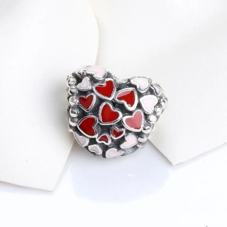 

Original 925 Sterling Silver Bead New Valentine's Day Enamel Love Beads Fit Pandora Women Bracelet & Necklace Diy Jewelry