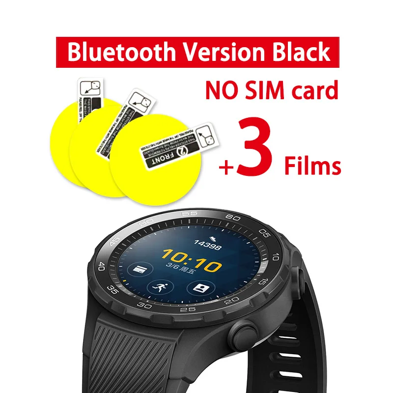 Bluetooth black 3fil Оригинальные часы huawei 2 с глобальной ПЗУ поддержка LTE 4G Телефонный звонок для gps Android iOS IP68 Водонепроницаемый NFC gps трекер сердечного ритма - Цвет: Bluetooth black 3fil