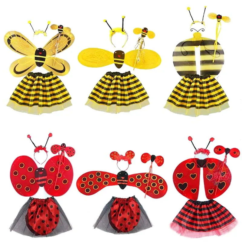 5 шт./лот Детский костюм для девочек с желтыми крыльями пчелы головная повязка