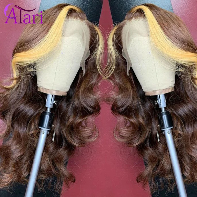 Ombre Brown Wig 13X4 HD Lace Frontal Body Wave Wigs Indian Colored Human Hair Virgin Wholesale Price For Women | Шиньоны и парики