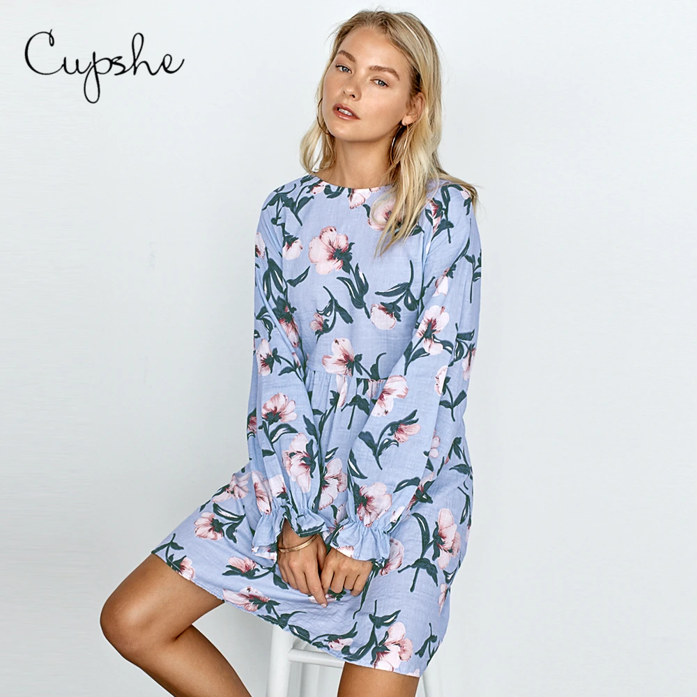 CUPSHE Плиссированное мини платье с цветочным принтом женское повседневное