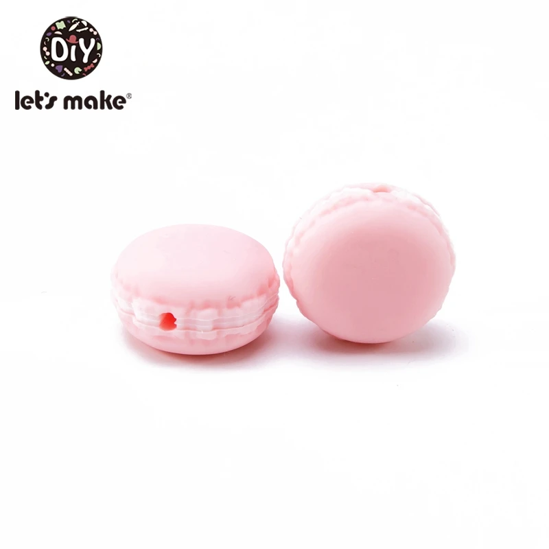 pink Let'S Make, 5 шт., силиконовые прорезыватели, макарон, игрушки для детей, без бисфенола, пищевого качества, силиконовые прорезыватели, бусинки, аксессуары для детей, жевательные игрушки - Цвет: pink