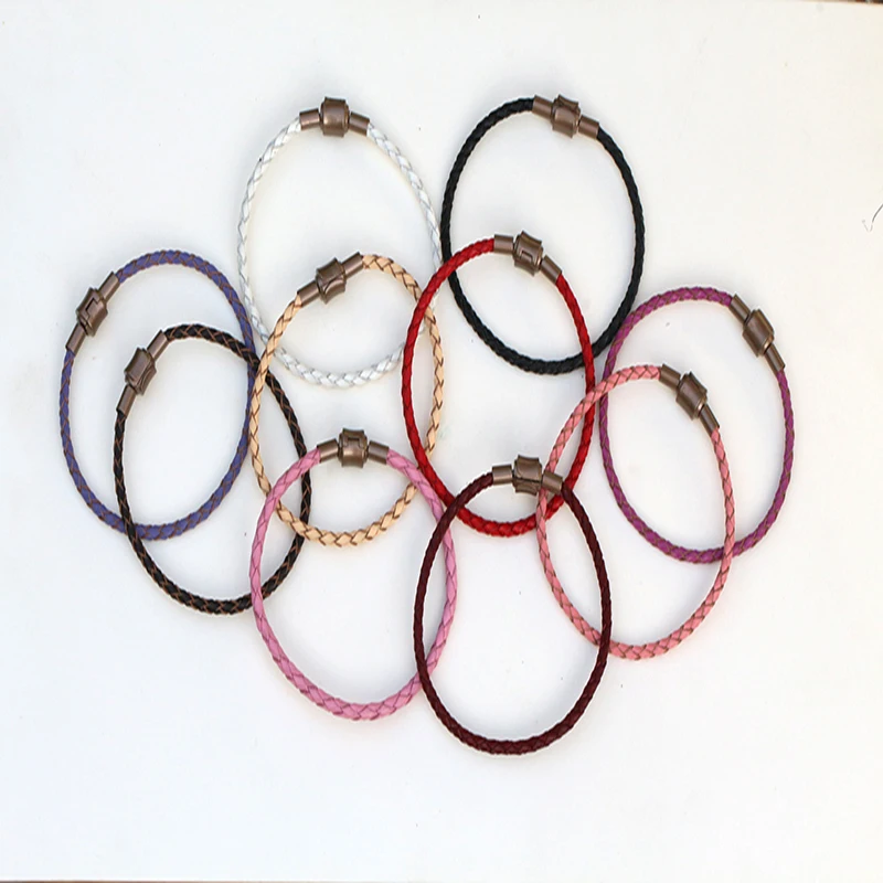 Qianyi DIY Аксессуары Длинные кожаные розовые черные плетеные цепи женские браслеты