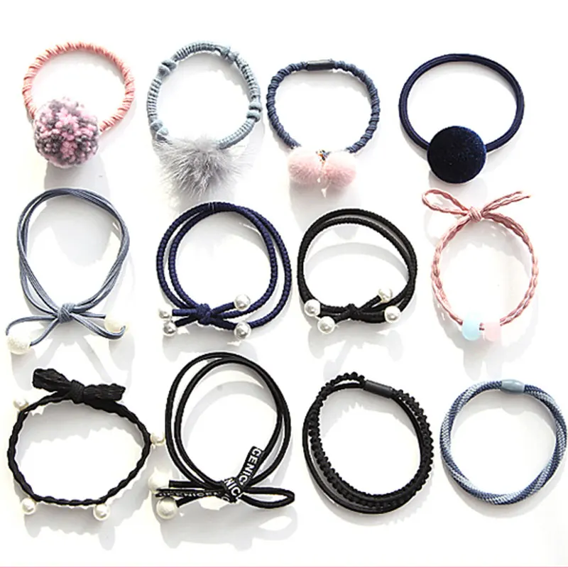 12 шт./компл. резинки для волос Милые простые эластичные аксессуары волос| |