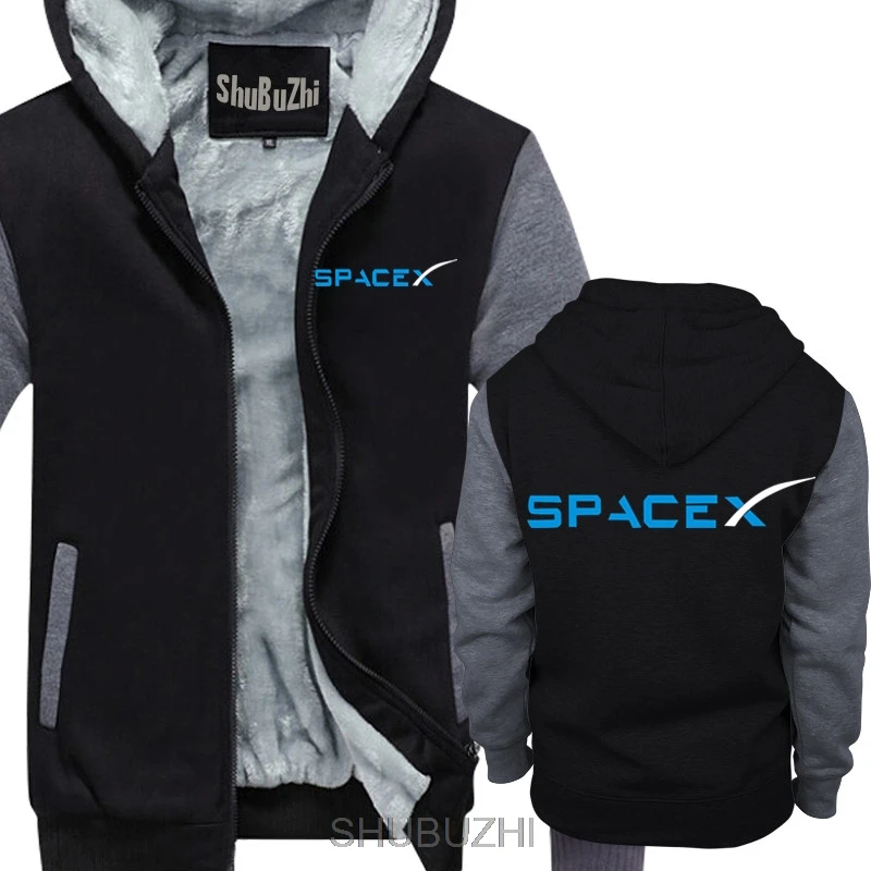 black grey SPACEX SPACE X SPACE-X ELON MUSK FAN SPACE SCIENCE худи с логотипом FALCON мужские плотные толстовки теплое пальто sbz4464 - Цвет: black grey