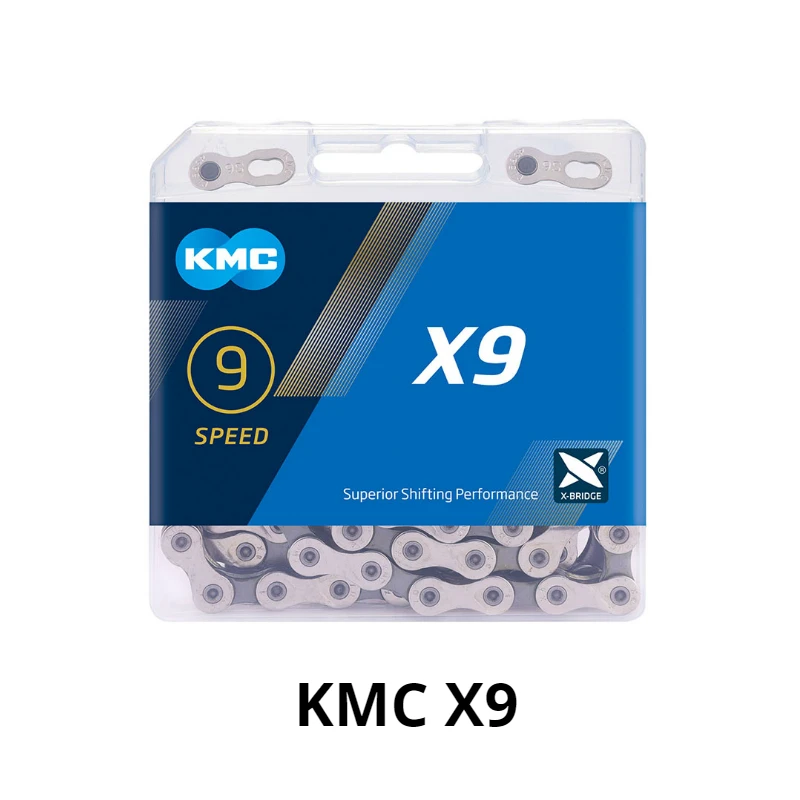X9 KMC X9 X9.93 X9 EPT Z9 MTB дорожный велосипед серебряная цепь 116L 9 цепь для скоростного велосипеда Волшебная горная кнопка с оригинальной коробкой - Цвет: X9