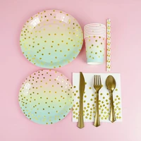 polka dot tableware set tissue paper cups and saucers tablecloth party decoration tableware wedding birthday party supplies