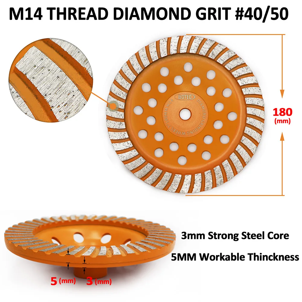 BGTEC 2 шт. 7 дюймов алмазный турбо ряд шлифовальные чашечный шлифовальный круг 180 мм
